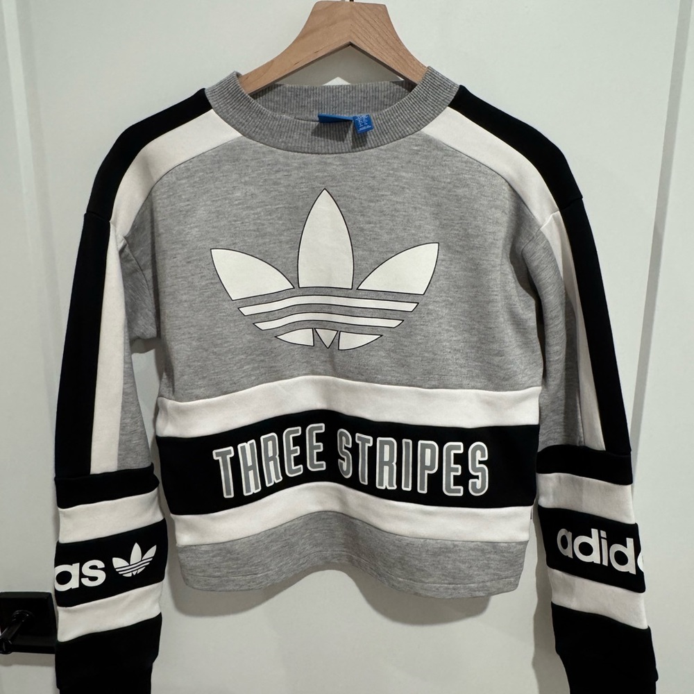 Adidas Gray and White Sweatshirt